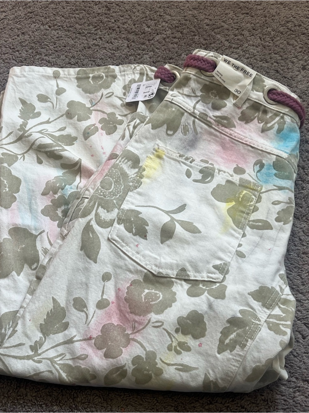 We The Free Moxie Printed Flocked Barrel Jeans
